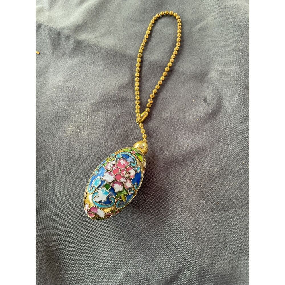 Vintage Cloisonne' Egg Lamp Light Fan Pull
